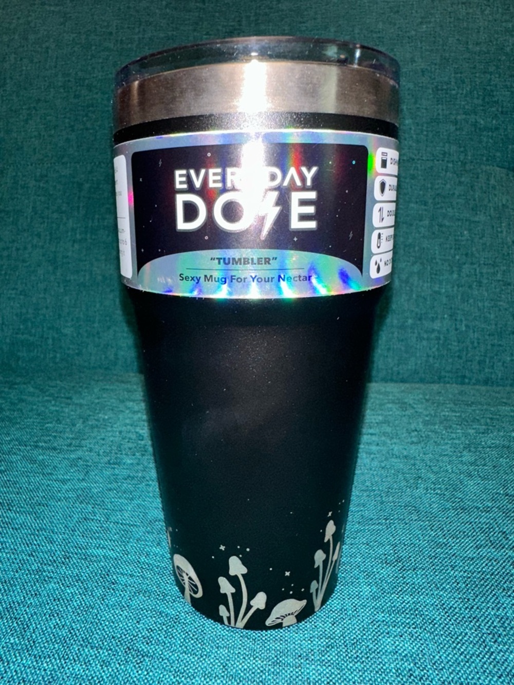 NEW Everyday Dose DOUBLE WALL STAINLESS Mushroom Tumbler 16oz NEW WITH TAGS